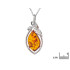 Pendentif avec ambre cognac naturel de la mer Baltique goutte, argent rhodié 925
