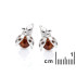 Lieveheersbeestje kinderoorknopjes met cognac amber, in 925 gerhodineerd zilver