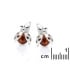 Orecchini a perno in argento 925 rodiato con coccinella e ambra cognac