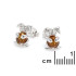 Hasen-Kinderohrstecker mit natürlichem Cognac-Bernstein, aus 925er rhodiniertem Silber
