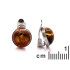 Orecchini a clip con ambra tonda cognac naturale, in argento 925 rodiato