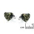 Clous d'oreilles coeur avec ambre vert naturel, en argent 925