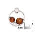 Hanger met ronde cognac barnsteen, in 925 gerhodineerd zilver, hoogte 3 cm