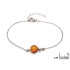 Pulsera con ámbar coñac redondo, en plata 925 rodiada, longitud 17+ 3 cm