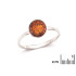 Bague avec ambre cognac naturel de la mer Baltique rond, en argent rhodié 925