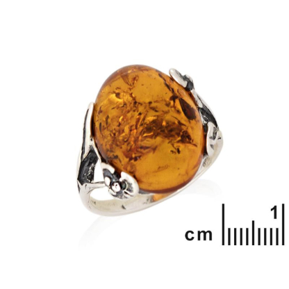 Inel mare din piatra cu chihlimbar natural de coniac oval, din argint invechit 925