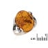 Anel grande de pedra com âmbar conhaque natural oval, em prata 925 envelhecida