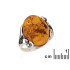 Inel mare din piatra cu chihlimbar natural de coniac oval, din argint invechit 925