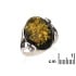 Bague grande pierre avec ambre vert naturel ovale, en argent vieilli 925