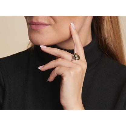 Bague grande pierre avec ambre vert naturel ovale, en argent vieilli 925