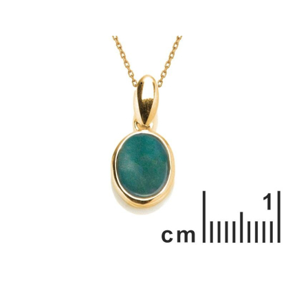 Pendentif avec opale bleue doublet, en argent doré 925, hauteur 1 cm