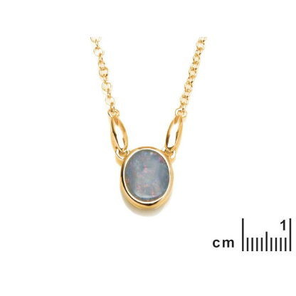 Collar con doblete de ópalo azul, en plata dorado 925, 42 + 3 cm