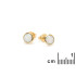 Cercei tip stud cu opal alb natural rotund, din argint aurit 925