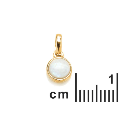 Colgante con ópalo blanco natural de Australia, redondo, en plata dorado 925