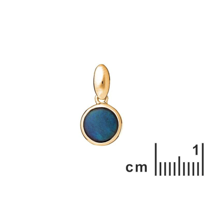 Pendentif rond opale bleue doublet, argent doré 925, diamètre 0,8+0,7 cm