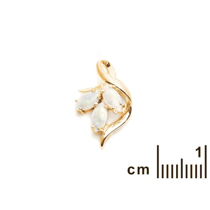 Pendentif avec opale blanche navette, en argent doré 925, hauteur 1,8 cm