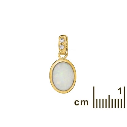 타원형 화이트 오팔 펜던트, 925 금도금 황금 , 높이 1+0.6 cm