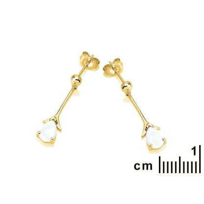 Boucles d'oreilles pendantes avec opale blanche ovale, en argent doré 925