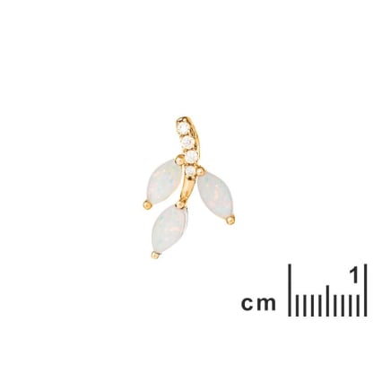 Pendentif avec opale et oxyde de zirconium, en argent doré 925, hauteur 1,5 cm