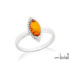 Anillo de ojo con ámbar coñac natural ovalado, en plata 925 rodiada