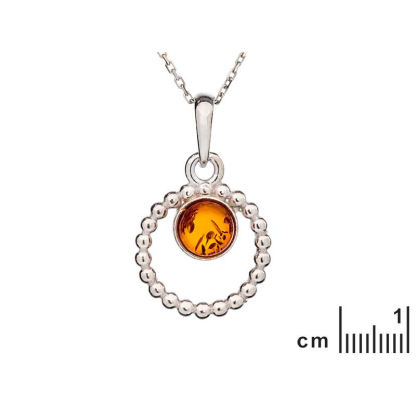 Pendentif avec ambre cognac naturel de la mer Baltique ovale, argent rhodié 925