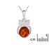 Uilenhanger met ronde natuurlijke cognac-amber, in gerhodineerd zilver 925