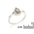 Drop ring with labradorite and zirconium oxide, in rhodium-plated silver 925