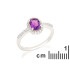Oval ring with amethyst and zirconium oxide, in rhodium-plated silver 925