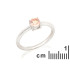 Round ring with round natural rose quartz, in 925 rhodium silver