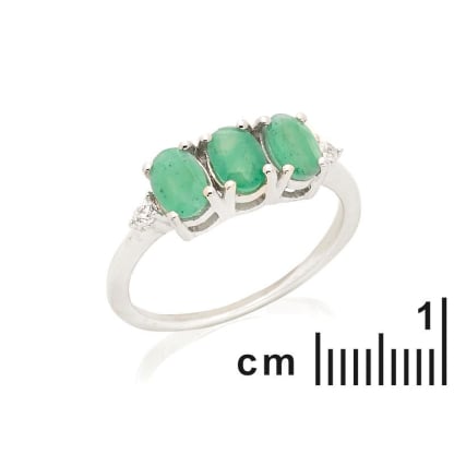 Multi-stone ring met ovale natuurlijke groene aventurijn, in 925 gerhodineerd zilver