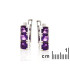 Purple Amethyst Dangle Earrings, Rhodium Silver