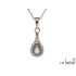 Drop pendant with labradorite and zirconium oxide, in rhodium-plated silver 925