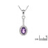 Oval pendant with amethyst and zirconium oxide, in rhodium-plated silver 925