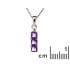 Pendant with round natural purple amethyst, in rhodium-plated silver 925
