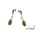Pendientes colgantes con ámbar verde natural ovalado, plata envejecida 925