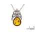 Hanger met natuurlijk cognac-amber uit de Baltische Zee-druppel, verouderd zilver