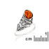 Anillo con ámbar coñac natural de la gota del Mar Báltico, de plata envejecida 925