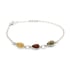 Pulseira com gota âmbar multicolorida, em prata 925 banhada a ródio, comprimento 16+3 cm
