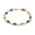 Armband mit mehrfarbigem Bernsteintropfen, aus 925 rhodiniertem Silber, Länge 18 cm