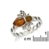 Anillo abeja con ámbar coñac natural, en plata 925 envejecida