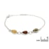 Pulseira com gota âmbar multicolorida, em prata 925 banhada a ródio, comprimento 16+3 cm