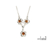 Necklace with cognac amber, in 925 rhodium-plated silver, length 43 + 4 cm