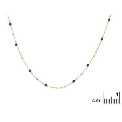 925 도금 실버로 황금 천연 블랙 스피넬 목걸이, 길이 35+5cm