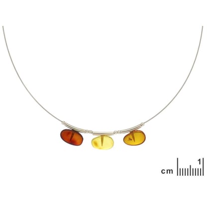 Collier avec ambre multicolore, en argent 925, longueur 42 + 4 cm