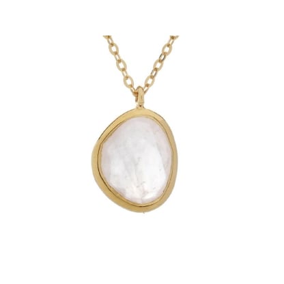 Colar com quartzo rosa natural, em prata dourado 925, comprimento 42 + 3 cm