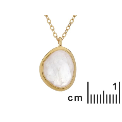 Collier avec quartz rose naturel, en argent doré 925, longueur 42 + 3 cm
