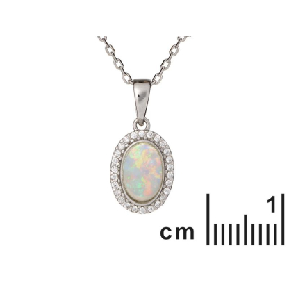 오팔과 산화지르코늄 펜던트, 로듐 도금 실버 925, 높이 1+0.5 cm