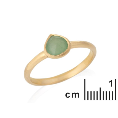 Anillo de corazón de aventurina de 6 mm de plata bañada en oro 925