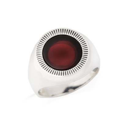 Bague avec ambre cognac naturel de la mer Baltique, en argent vieilli 925