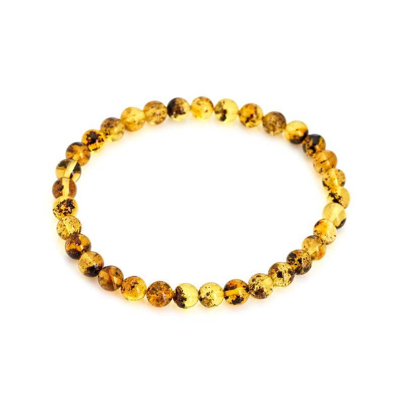 Bracelet avec ambre vert naturel de la mer Baltique boule, longueur 18-19 cm
